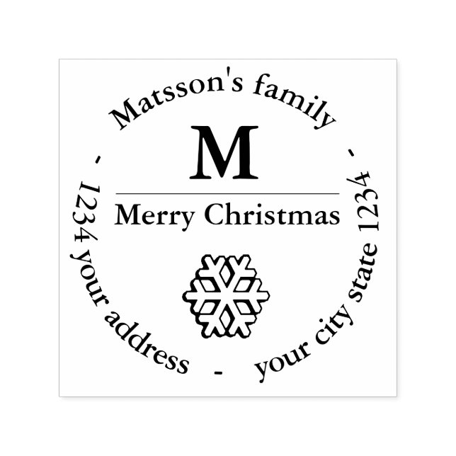 Weihnachts-Winterschneeflocken Monogramm Permastempel (Design)