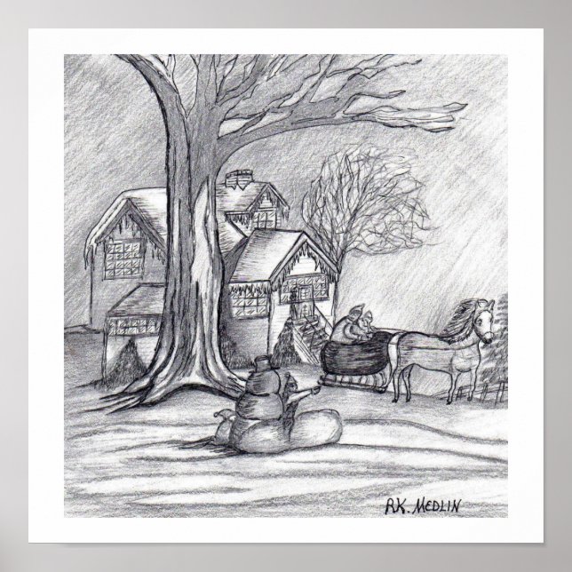 "Weihnachts-Wintertag" Poster (Vorne)