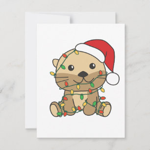 Weihnachts Wintertiere Weihnachtsfeiertage Otters Feiertagskarte
