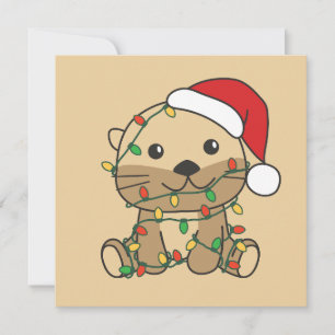 Weihnachts Wintertiere Weihnachtsfeiertage Otters Feiertagskarte