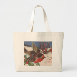 Weihnachts-Wintervogel Jumbo Stoffbeutel