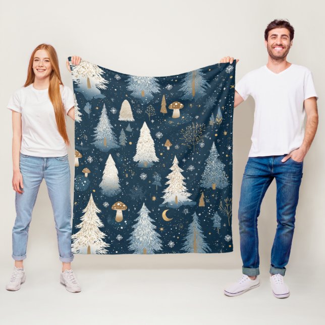 Weihnachts-Winterwald-Tannenbaum-Muster Fleecedecke (Beispiel)