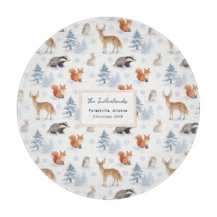 Weihnachts-Winterwald-Wildtier-Schneeszene Custom Schneidebrett