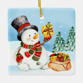 Weihnachts Wintery Snowman Keramik Ornament