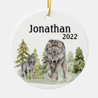 Weihnachts-Wolf-Liebhaber-Wasserfarben-Monogramm
