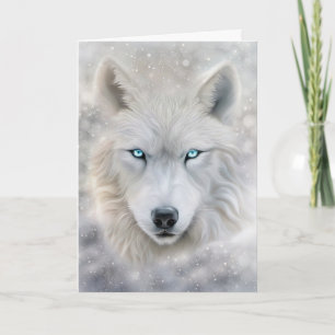 Weihnachts-Wolf mit blauen Augen Karte