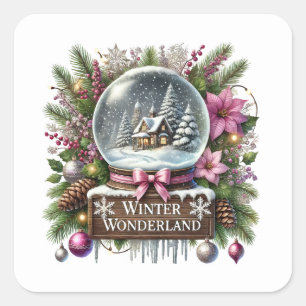 Weihnachts-Wontder-Wunderland Quadratischer Aufkleber