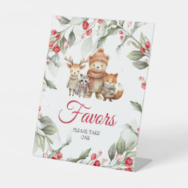 Weihnachts-Woodland-Tiere Kinderdusche Favoriten Z Sockelschild