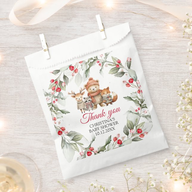 Weihnachts-Woodland-Tiere Kinderdusche Gefallen Be Geschenktütchen (Ausgeschnitten)