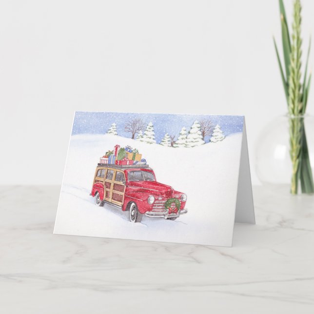 Weihnachts-Woody-Grußkarte Karte (Vorderseite)