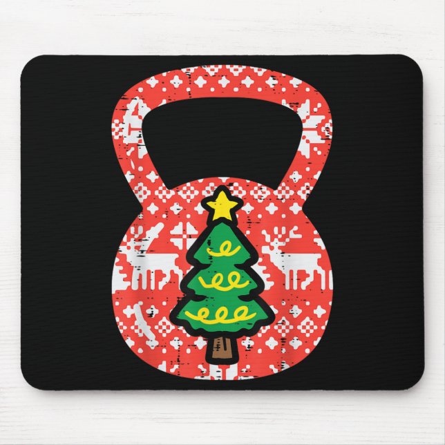 Weihnachts-Workout Kettlebell Xmas Gym-Übungsraum Mousepad (Vorne)