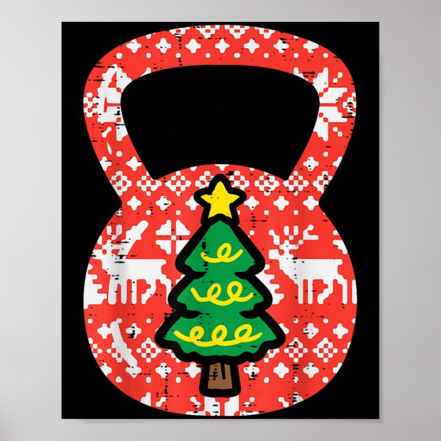 Weihnachts-Workout Kettlebell Xmas Gym-Übungsraum Poster (Vorne)