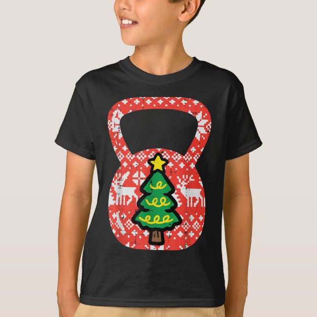 Weihnachts-Workout Kettlebell Xmas Gym-Übungsraum T-Shirt (Vorderseite)