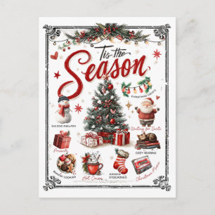 Weihnachts-Wort-Collage Postkarte