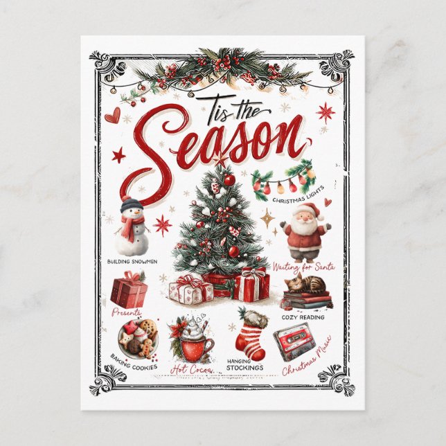 Weihnachts-Wort-Collage  Postkarte (Vorderseite)