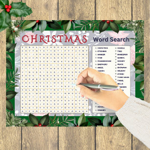 Weihnachts-Wortsuchrätsel Festliche Aktivität Poster