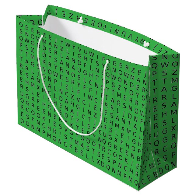 Weihnachts-Wortsuchrätsel-Geschenktasche Große Geschenktüte (Rückseite Schrägansicht)