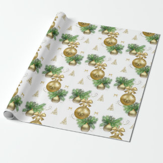 Weihnachts-Wrackpapier Gold Balls Geschenkpapier