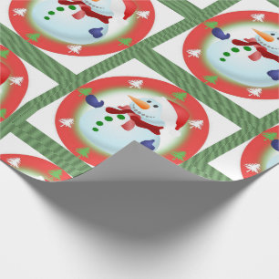Weihnachts-Wrackpapier Snowman Green Geschenkpapier