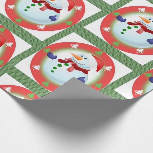 Weihnachts-Wrackpapier Snowman Green Geschenkpapier (Ecke)