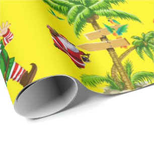 Weihnachts-Wrackpapier Summer Beach Bum Santa Geschenkpapier