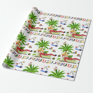 Weihnachts-Wrackpapier Summer Beach Bum Santa Geschenkpapier