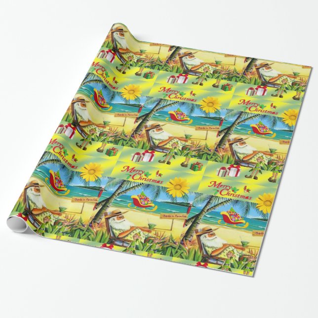 Weihnachts-Wrapping Paper Beach Bum Santa Geschenkpapier (Ungerollt)