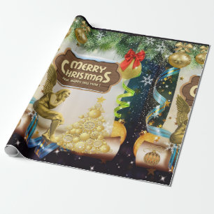 Weihnachts-Wrapping Paper Frohe Weihnachtsgel Geschenkpapier