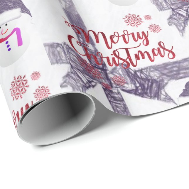 Weihnachts-Wrapping Paper Frohe Weihnachtsschneema Geschenkpapier (Rolleneckpunkt)