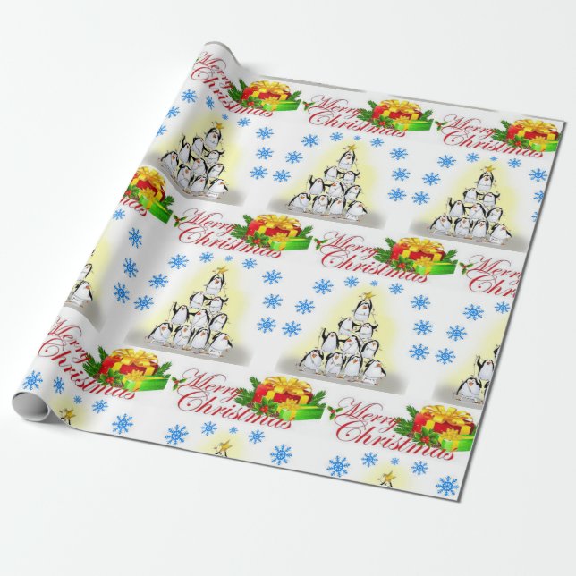 Weihnachts-Wrapping Paper Pinguin Snowflakes Geschenkpapier (Ungerollt)