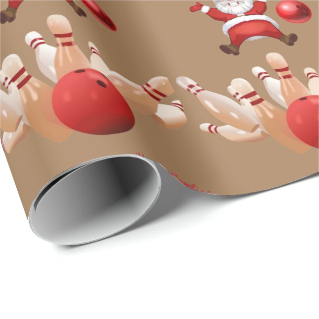 Weihnachts-Wrapping Paper Santa, Bowling Geschenkpapier (Rolleneckpunkt)