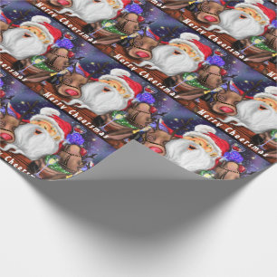 Weihnachts-Wrapping Paper Santa mit Rentierern Geschenkpapier
