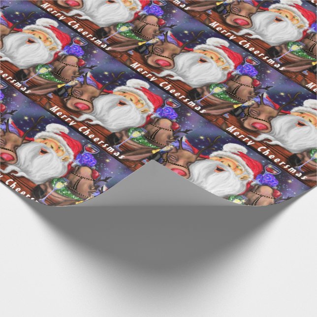 Weihnachts-Wrapping Paper Santa mit Rentierern Geschenkpapier (Ecke)