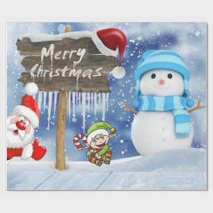Weihnachts-Wrapping Paper Santa, Snowman Geschenkpapier