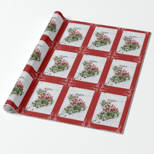 Weihnachts-Wrapping Paper - Schnee & Rote Tulissen Geschenkpapier
