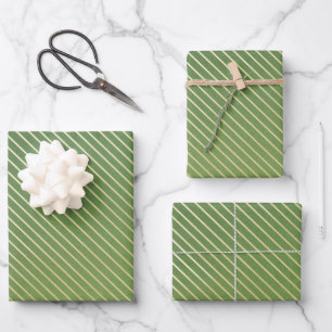 Weihnachts-Wrapping Paper Sheets tripes Green & Ta Geschenkpapier Set
