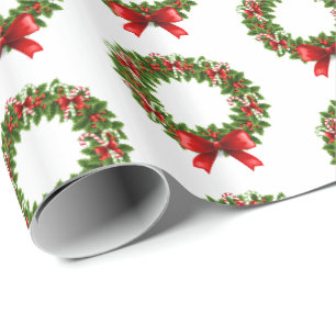 Weihnachts-Wrapping Papier Candy Cane Wreath Geschenkpapier