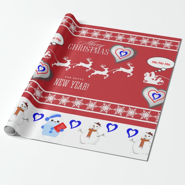 Weihnachts-Wrapping Papier frohe Weihnachten glück Geschenkpapier (Ungerollt)