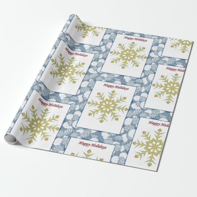 Weihnachts-Wrapping Papier Happy Holidays Schneefl Geschenkpapier (Ungerollt)