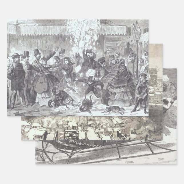 Weihnachts-Wrapping Papier SNOW, PARIS.. (Set)