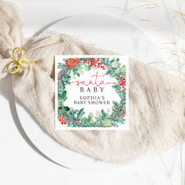 Weihnachts-Wreath-Baby-Dusche Napkins Serviette