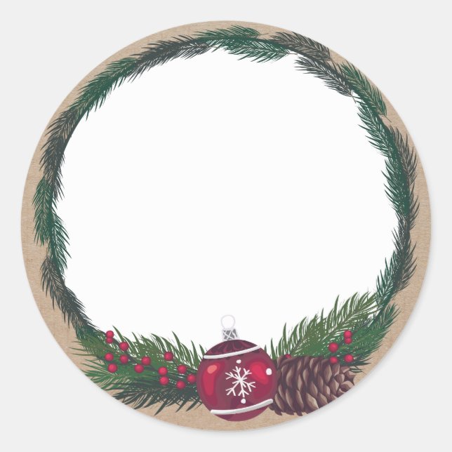 Weihnachts-Wreath Frohe Weihnachtsblank Runder Aufkleber (Vorderseite)