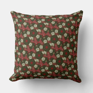 Weihnachts-Wreath-Green-Gold mit Red Star Kissen