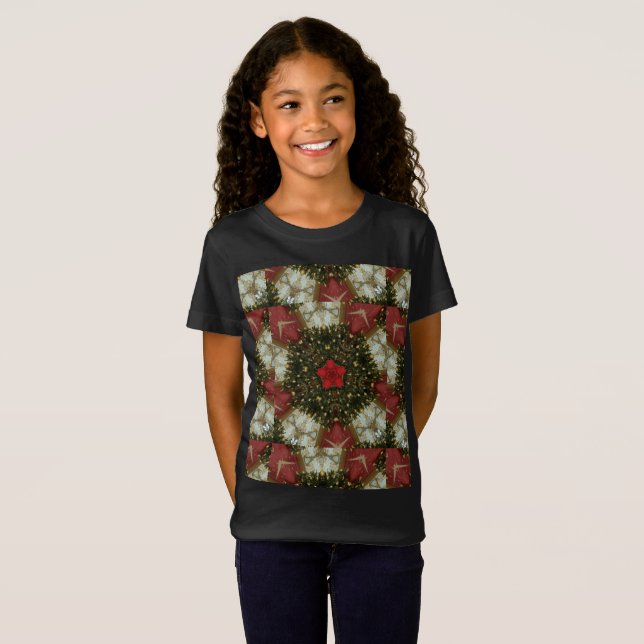 Weihnachts-Wreath-Green-Gold mit Red Star T-Shirt (Vorne ganz)