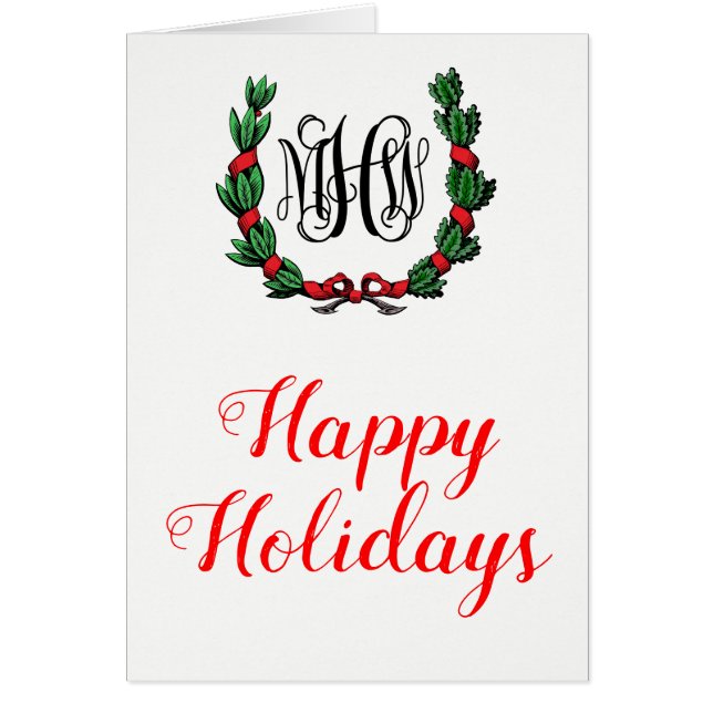 Weihnachts-Wreath-Happy Holidays Weihnachtskarte (Vorne)