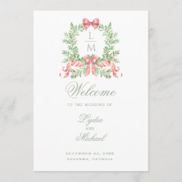 Weihnachts-Wreath-Monogramm-Hochzeitsprogramm Programm