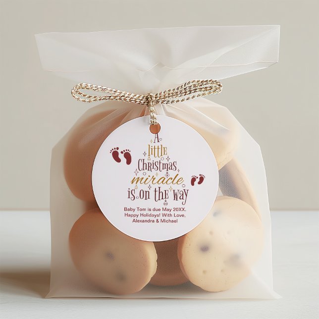 Weihnachts-Wunder-Schwangerschaft Ankündigung Runder Aufkleber (Von Creator hochgeladen)