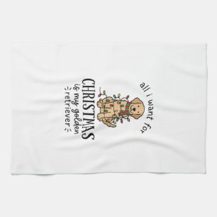 Weihnachts-Wunschliste-Design für Golden Retriever Geschirrtuch