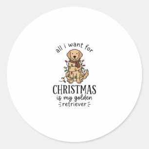 Weihnachts-Wunschliste-Design für Golden Retriever Runder Aufkleber