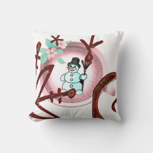Weihnachts-Wurfkissen, Schneemann-Blumenmuster Kissen